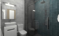 Дизайн ванной комнаты в однокомнатной малогабаритной квартире в стиле лофт. Вариант 2.