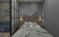 Дизайн спальни в однокомнатной малогабаритной квартире в стиле лофт. Вариант 2.