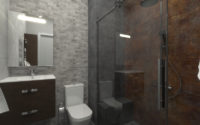 Дизайн ванной комнаты в малогабаритной однокомнатной квартире в стиле лофт. Вариант 3.